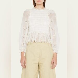 NWT Sea Blaine Smocked Eyelet Blouse